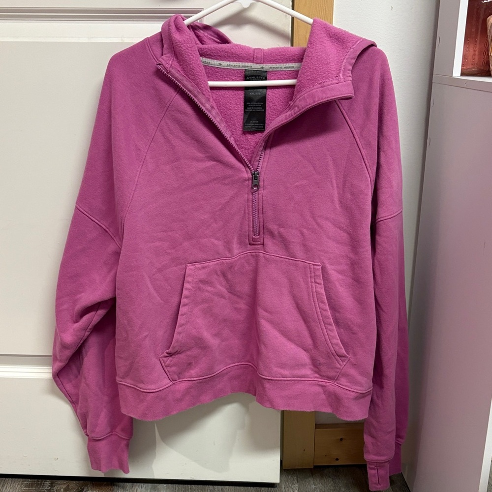 Quarter-Zip Hoodie in Bright Magenta